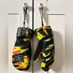 DC Kids Mittens in Black, Yellow & Red Tie-Dye